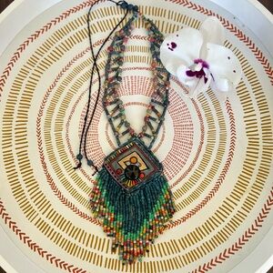 One of a kind, Los Colores de la Tierra Multicolor hand  Beaded Necklace